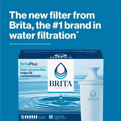 Brita Repuesto de filtro de agua para botellas de agua, dura 2 meses,  reduce el sabor y el olor del cloro, 6 unidades