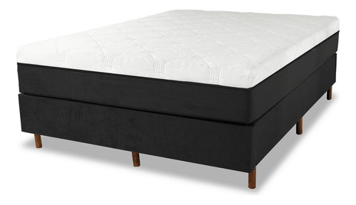 Cama Box + Colchão Magnético Infra Vermelho Ant Germes Queen Cor Preto