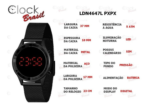 Imagem 5 de 7 de Relógio Lince Feminino Ldn4647l Pxpx Led Digital