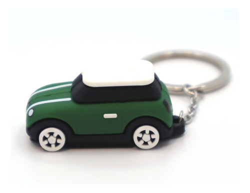 Llavero Auto Forma De Mini Cooper 3d De Silicona - Verde