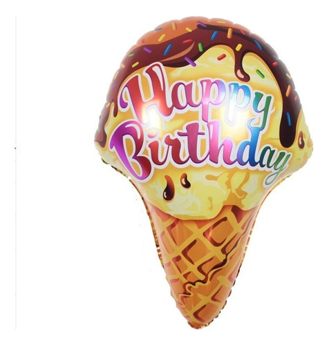 Globo Cono De Helado Happy Birthday Café Galleta 69x47cm