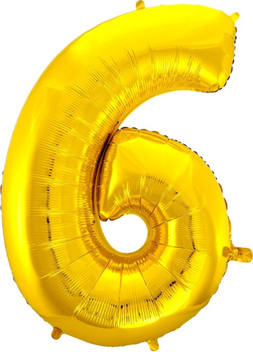 Balão Metalizado Dourado - Número 6 - Grande - 70 Cm