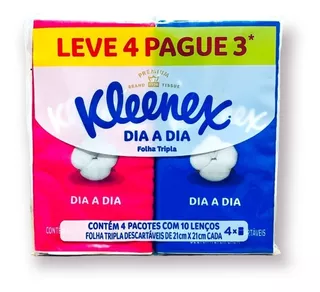 Lenço Descartavel Pacote Kleenex Com 4 Pacotes Folha Tripla