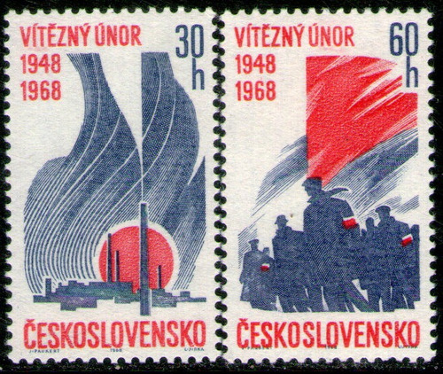 Checoslovaquia Serie X 2 Sellos Revolución Febrero Año 1968