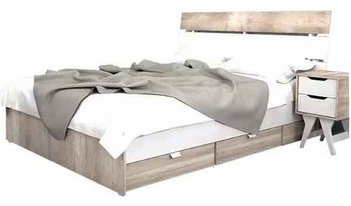 Cama Box Base Sommier 2 Plazas Multifuncion  Madera Laqueada