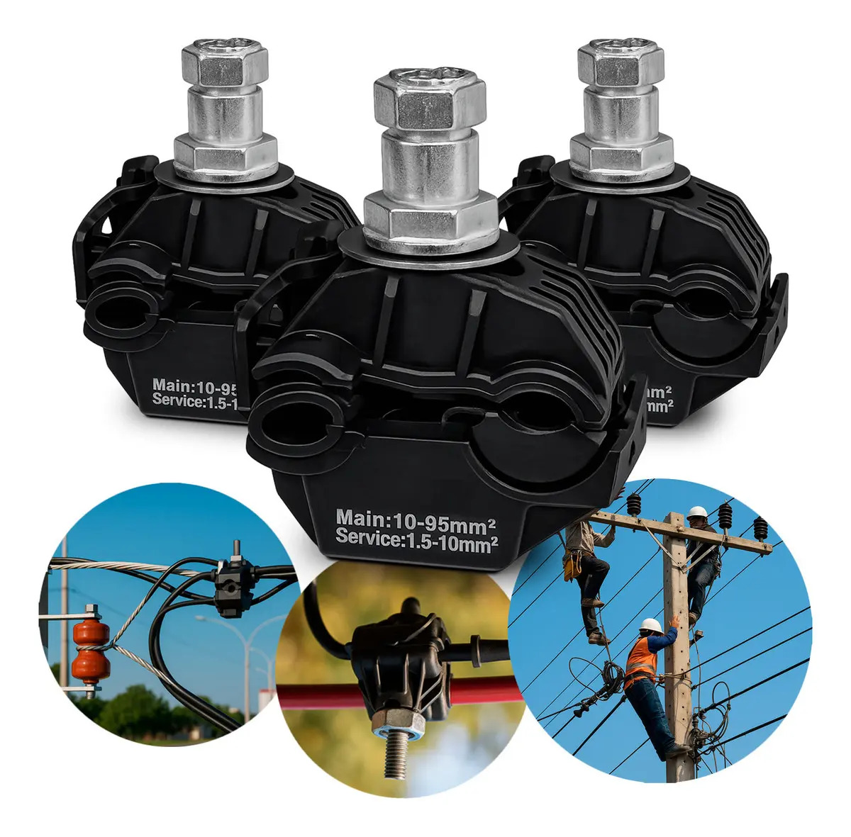 Kit 3 Conector Derivação Perfurante Cdp 10mm A 95mm Premium Autack Componentes Elétricos cor Preto