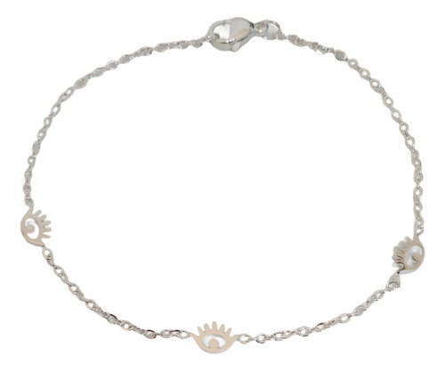 Pulsera Acero Blanco Con Mini Dijes Diseño Ojito Turco 