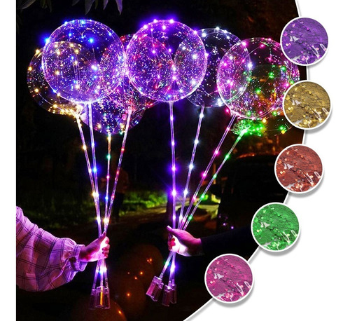 Globo Led Luminosos 40 Cm + Luces Micro Led Multicolor J041