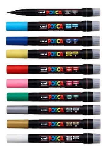 Marcador De Pintura Uni Posca Pcf350 Brush Pen Pincel X10