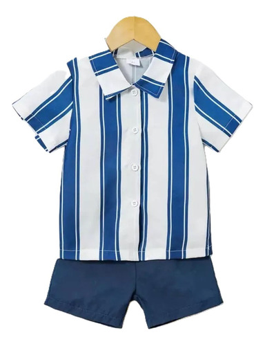 Conjunto 2pz Camisa Rayas Short Pantalones Cortos Niño