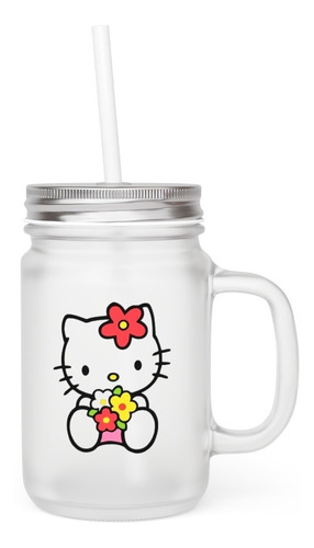 Mason Jar - Hello Kitty - Flores