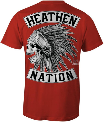 Camiseta Heathen Para Hombre Con Jefe Rojo (mediana)