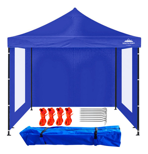 Gazebo Gadnic Plegable Reforzado Enrollable Ventanas Azul