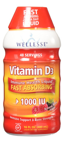 Wellesse Vitamina D3 - Lquido 16 Oz - 1000 Iu