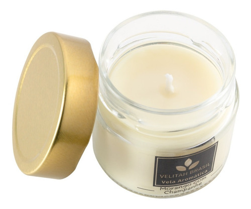 Imagem 2 de 5 de Vela Aromática Premium Morango Champ 140g 30h Aromatizada