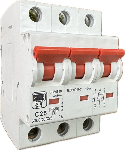 Interruptor Automático Trifasico 3x25a 6ka Curva C - Saime 