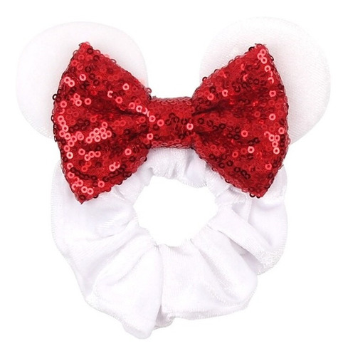 Scrunchie Dona Goma Liga Coleta Cabello Orejas Moño Rojo