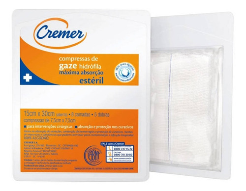 Imagem 1 de 1 de Cremer Compressa Gaze Estéril 13 Fios C/10