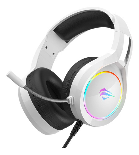 Fone de ouvido over-ear gamer Havit Gamer H2232D branco com luz  rgb LED