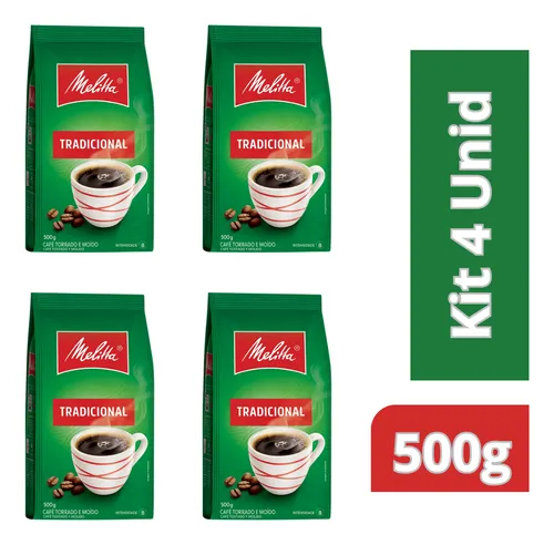 Café Torrado Moído Tradicional Melitta Pacote 500g Kit 4 Uni