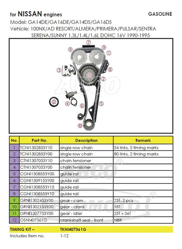 Kit Distribucion Nissan Sentra B13/b14/100nx (kit Completo)