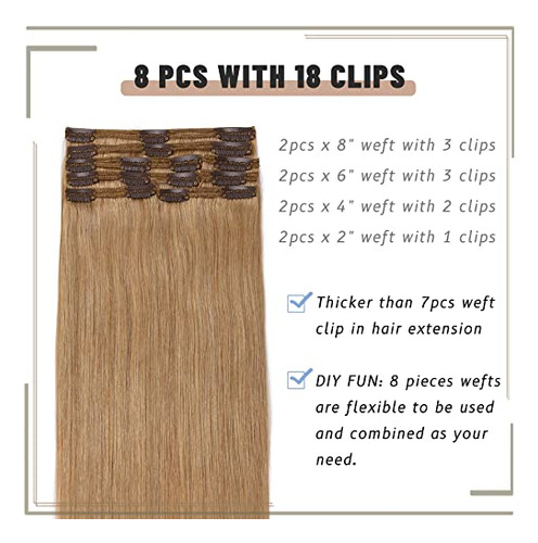 S-noilite Clip En Extensiones De Pelo Humano Pelo, N5cki