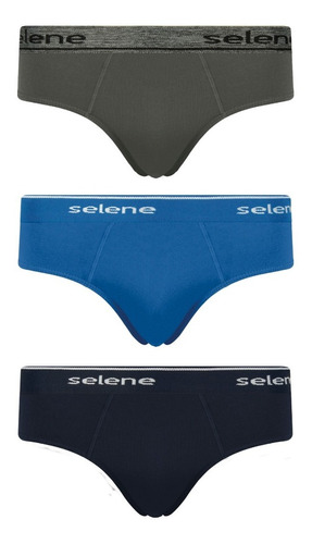 Cueca Slip Algodão Selene Elástico Exposto Kit Com 12 Cuecas