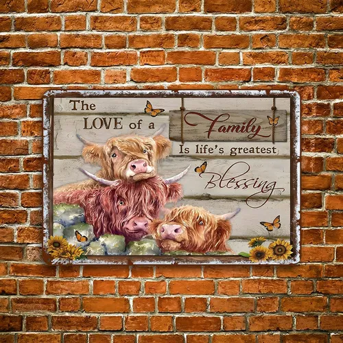 Gnelde Metal Sign Farm Highland Cows El Amor De Una Familia