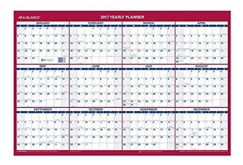 Calendario De Pared At-a-glance 2017, Borrable, Reversible,