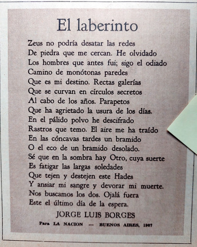1967 Jorge Luis Borges El Laberinto Primera Edicion Poema