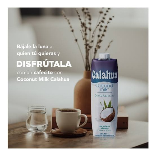 6pz Calahua Orgánica Leche Coco Sin Azuc Añadida Sin Lactosa