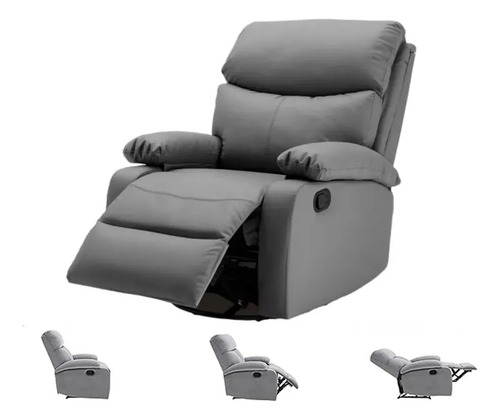 Sillón Reposet Reclinable Individual Moderno Estructura Gris