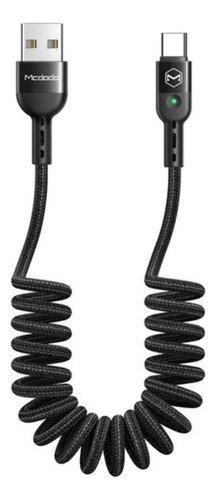 Cable Tipo C Resorte Espiral Retráctil Carga Rápida 1.8m