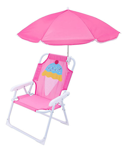 Silla Infantil Reposera Plegable Playa Con Sombrilla El Rey Color Rosa