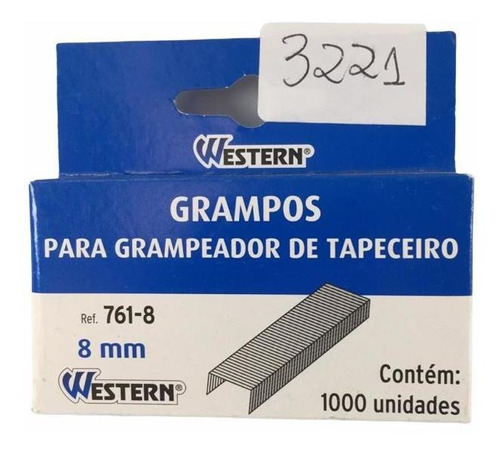 Grampo Para Grampeador Tapeceiro 8mm C/ 1000 Western K3221