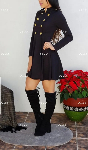 Vestido Tipo Gabardina Negro Andreomys Envío Gratis | Envío gratis