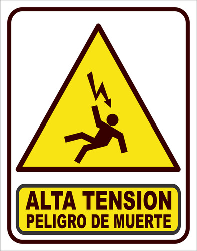 Cartel 22x28 Cm Alta Tensión Peligro De Muerte