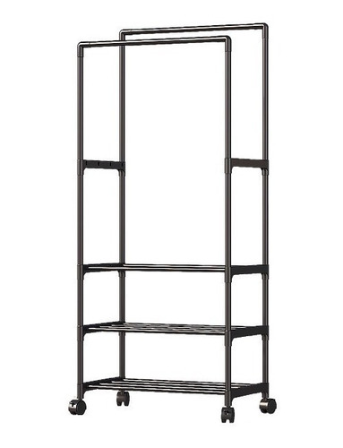 Rack Perchero Acero Closet Organizador Ropa Doble 3 Estantes