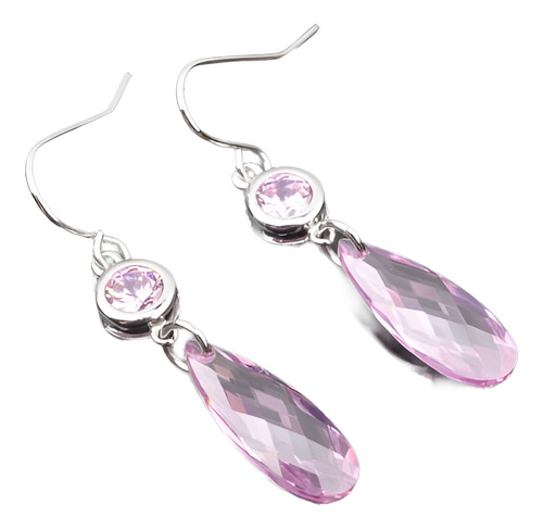 Sublime Topacio Rosa Piedras Preciosas Plata Stud Pendientes