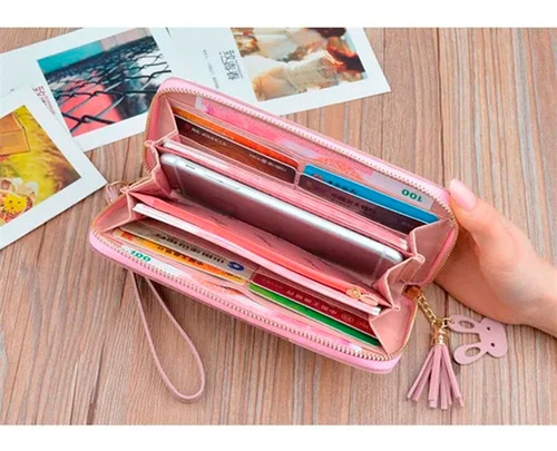 Imagen 4 de 7 de Billetera Eco Cuero Con Cierre Para Mujer De Moda Teen