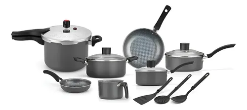 Conjunto Jogo De Panelas Enjoy Com Panela De Pressão 10pçs Cor Ci...