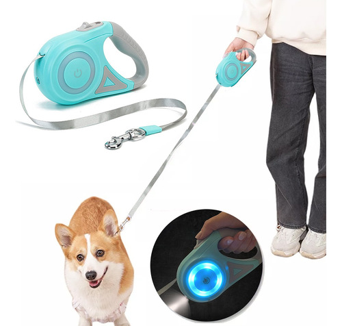 Correa Retráctil Automática Para Perro Lintern Led 5m