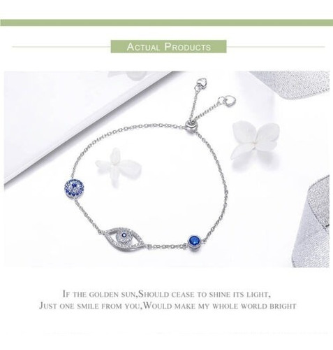 Imagen 7 de 10 de Pulsera Ojo Del Futuro Plata 925 Micro Pave Circonias Azules