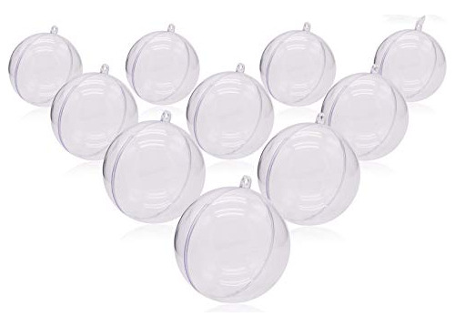 10 Pack Navidad Ornamentos Ball Clear Plastic 4t8de