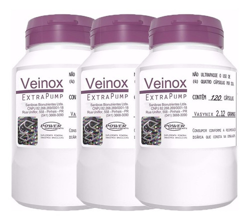 3 Veinox Extra Pump 360 Cáps - Power Supplements - Dilatex