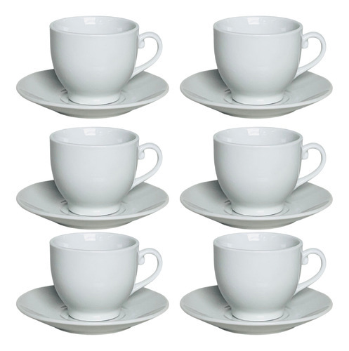 Kit 6 Xícaras Porcelana Café Cantinho Do Café 6 Pires 60ml