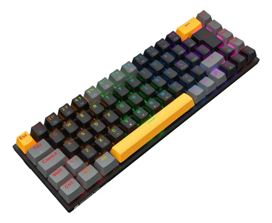 Teclado Mecânico K500-b68 Switch Red Hot Swapp Machenike Preto E Cinza Português Brasil