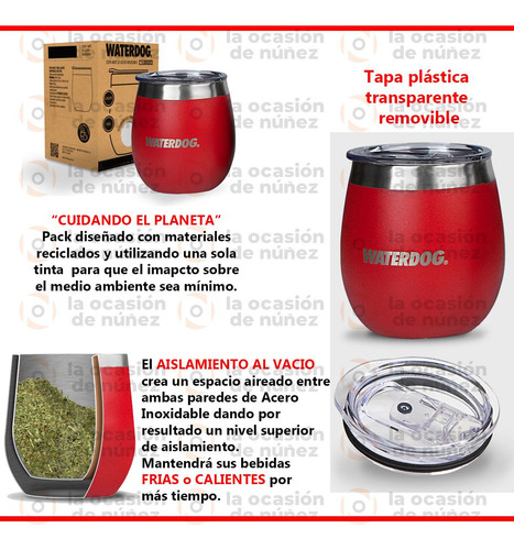 Vaso Mate Copon Termico Acero Inoxidable Con Tapa 240 Cc