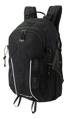 Mochila Tactica Camping Viaje T-go Con Funda Para Lluvia Sistema Molle Y Silbato De Emergencia 40 Litros Color Negro