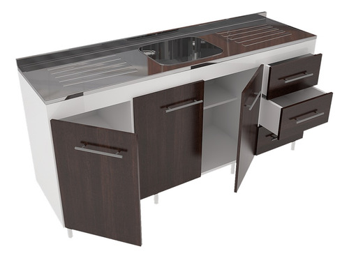 Bajo Mesada Cocina 160 Cm  Melamina Muebles Orlandi